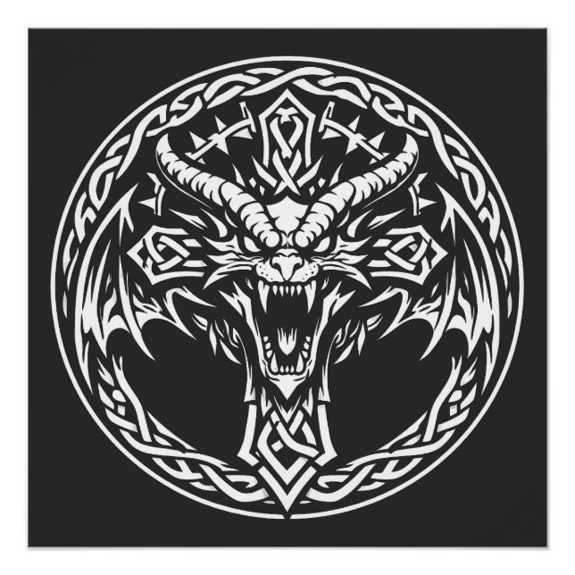 Poster Emblème Dragon Celtique par BurnsInHell (Devant)