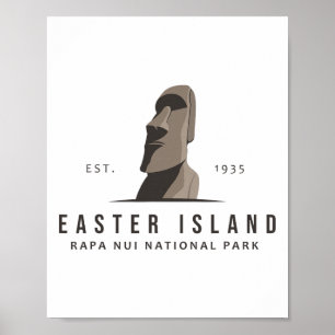 Poster Emblème du parc national Rapa Nui de l'île de Pâqu