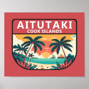 Poster Emblème rétro des îles Cook Aitutaki