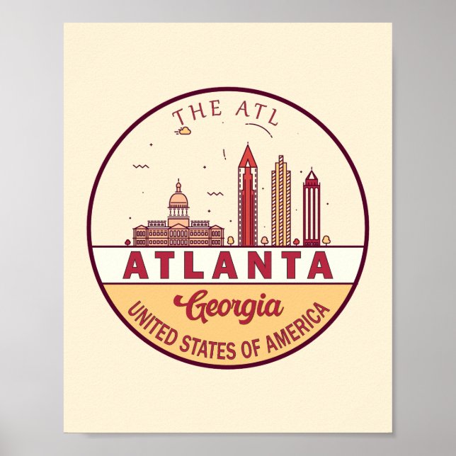 Poster Emblème Skyline Atlanta Georgia City (Devant)