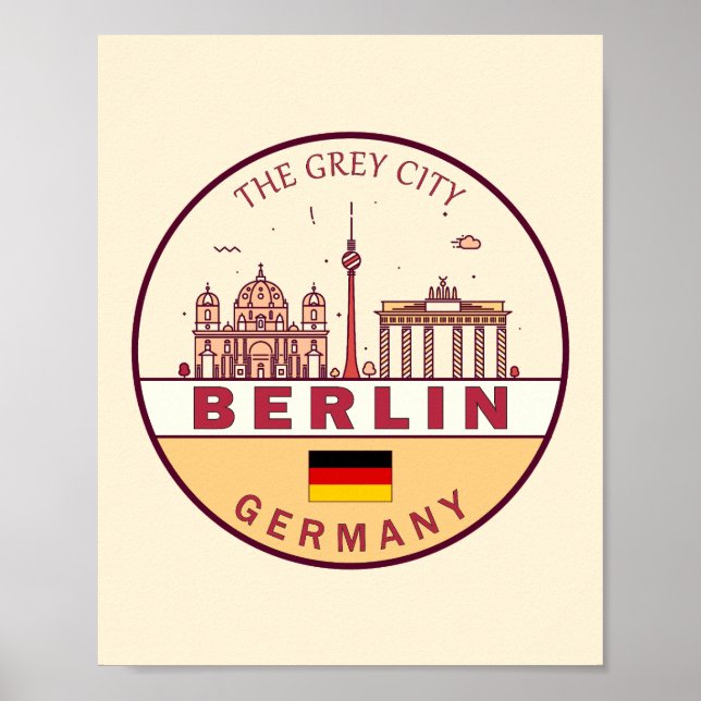 Poster Emblème Skyline de Berlin Allemagne (Devant)