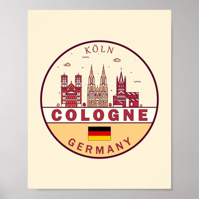 Poster Emblème Skyline de Cologne Allemagne (Devant)