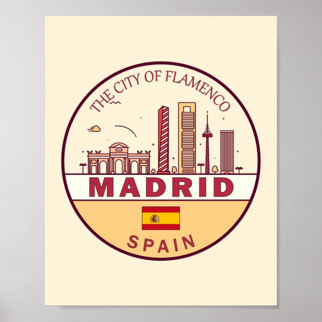 Poster Emblème Skyline de Madrid Espagne (Devant)