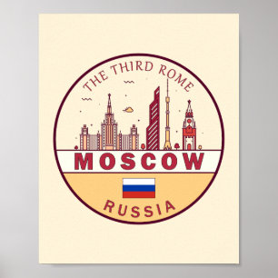 Poster Emblème Skyline de Moscou Russie