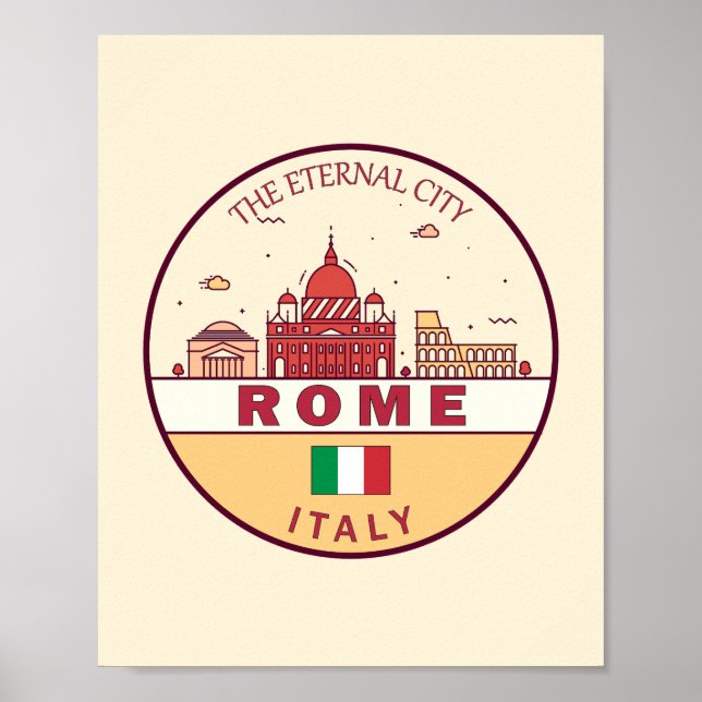 Poster Emblème Skyline de Rome Italie (Devant)