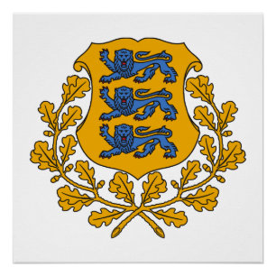 Poster emblème symbole armoiries drapeau pays Estonie