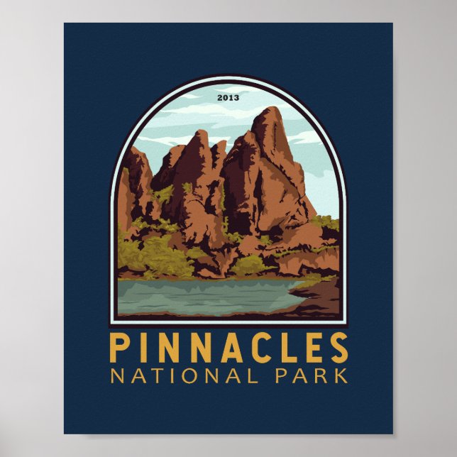 Poster Emblème Vintage du parc national des Pinnacles (Devant)