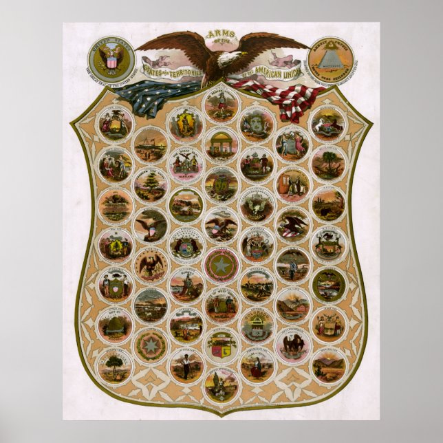 Poster Emblèmes des États-Unis 1876 (Devant)