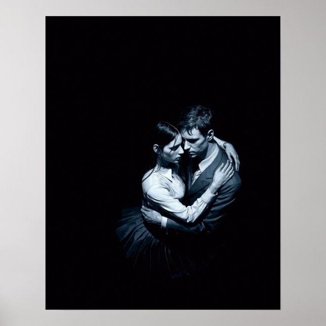 Poster Embracer l'affiche de couple foncé gothique (Devant)
