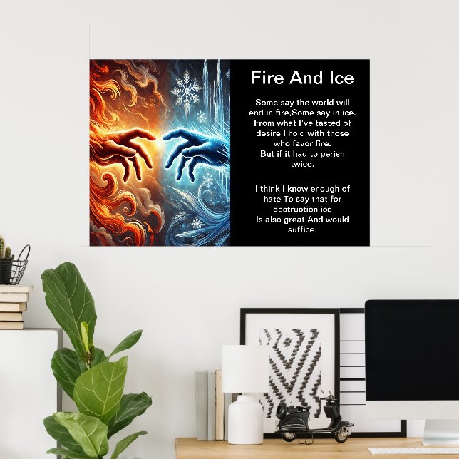 Poster Embrasse élémentaire : Feu et glace (Bureau à domicile)
