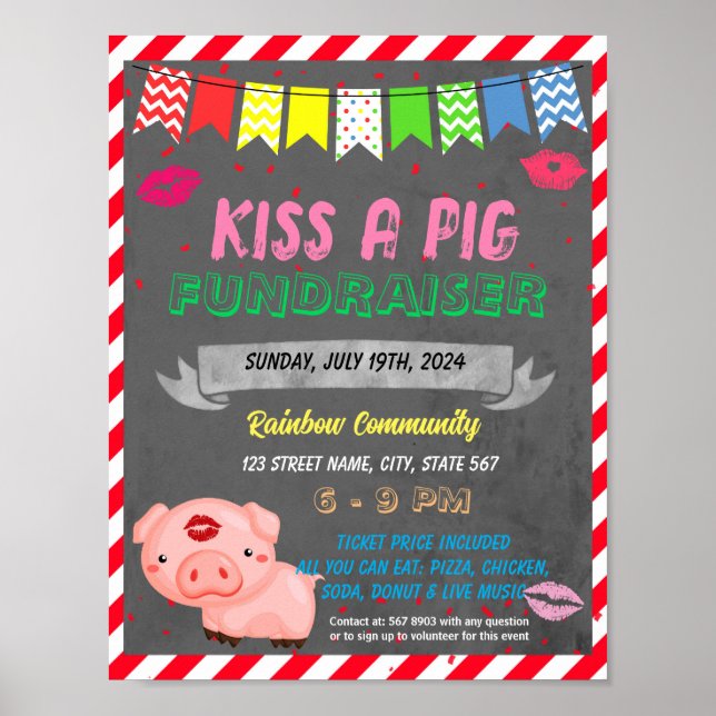 Poster Embrasse un modèle d'évènement scolaire de porc (Devant)