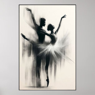 Poster Embrasser le tango monochrome en mouvement