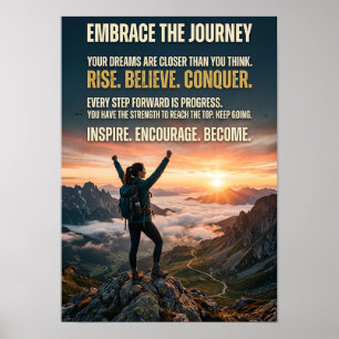 Poster Embrasser le voyage Lever de soleil motivant en mo
