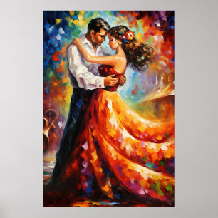 Poster Embrasser passionnément Romantique Couple Art