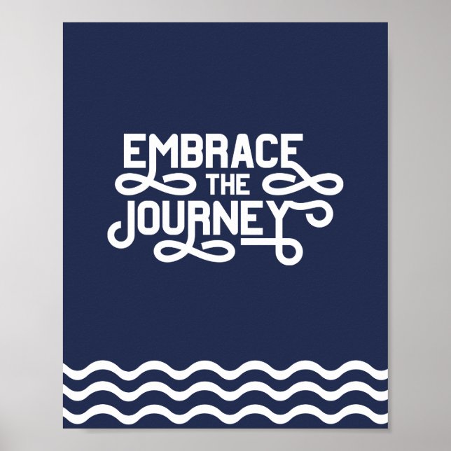 Poster Embrassez la citation de voyage Vagues sur bleu ma (Devant)