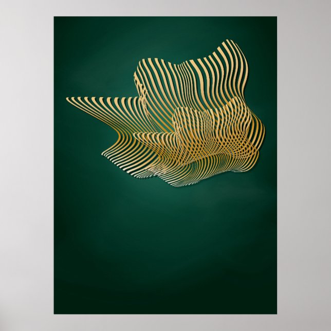 Poster Emerald Green et Gold Abstrait Wall Art (Devant)