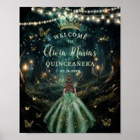 Emerald Green Forêt enchantée Quinceañera Bienvenu