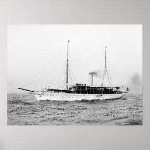 Poster Émeraude de yacht de vapeur, les années 1900 tôt