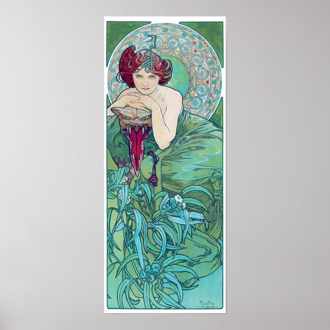 Poster Emeraude (Quatre Bijoux), Alphonse Mucha (Devant)