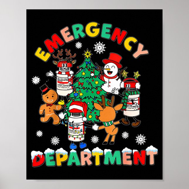 Poster Emergency Department Christmas Santa Er Crew Nurse (Devant)