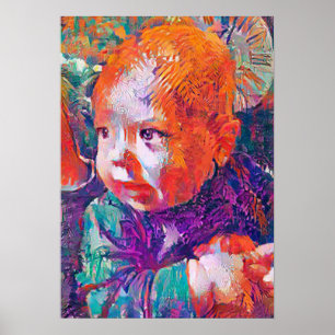 Poster émerveillement aux yeux d'un bébé sifflant A.I. br