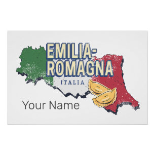 Poster Émilie Romagne Drapeau Italie Retro Carte Région V