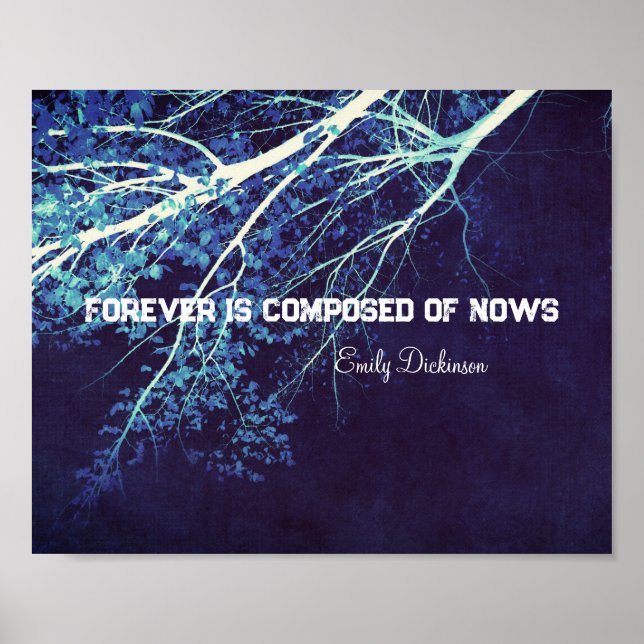 Poster Emily Dickinson citation inspirante bleu et blanc (Devant)