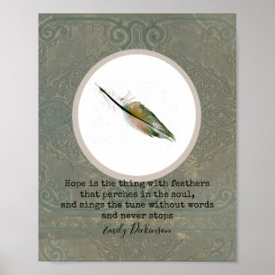 Poster Emily Dickinson cite l'espoir avec l'art de la plu