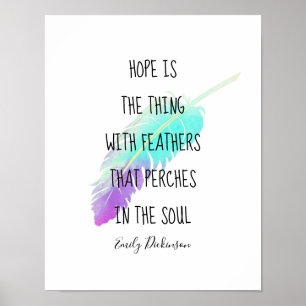 Poster Emily Dickinson cite l'espoir avec l'art de la plu
