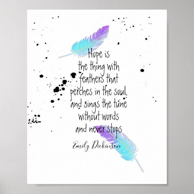 Poster Emily Dickinson cite sur hope blue and purple (Devant)