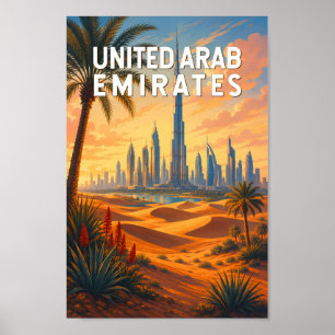 Poster Émirats arabes unis Illustration Voyage Art