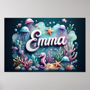 Poster Emma Ocean Nursery Wall Art Sous-marin Sea Animaux
