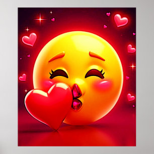 Poster Emoji Bisou : Amour et Cœurs Art
