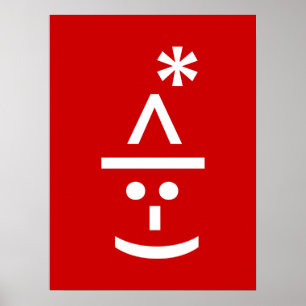 Poster Émoticône d'elfe de Noël Xmas Art Text ASCII