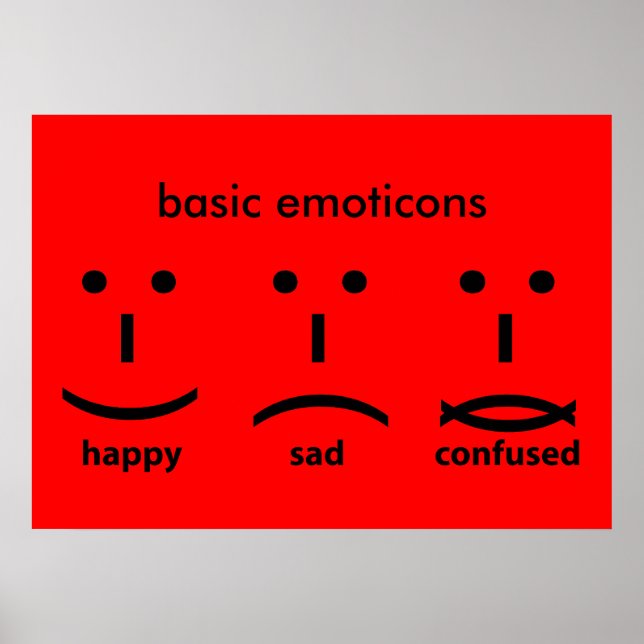 Poster Émoticônes, heureux, triste et confus (Devant)