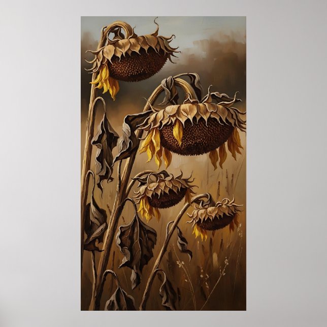 Poster Emotional Drying Sunflower Art (Devant)