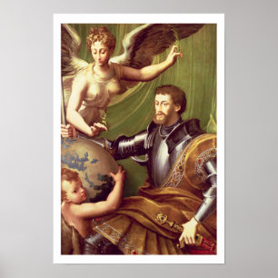 Poster Empereur Charles V (1500-58) recevant le monde, c