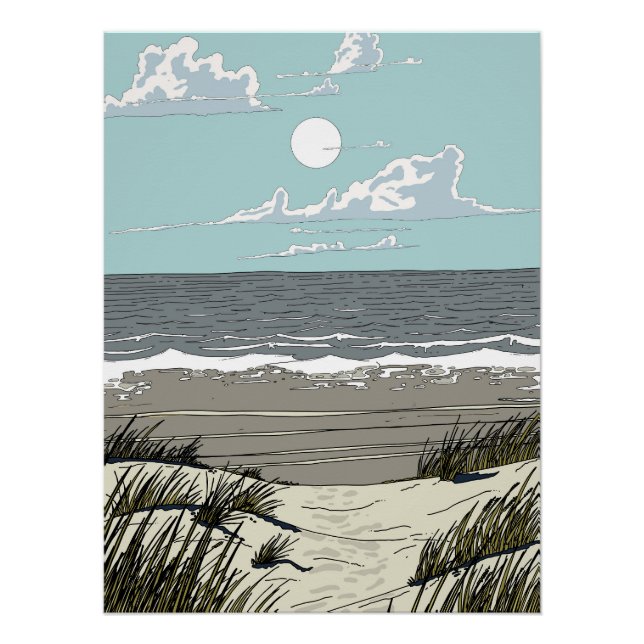 Poster Emplacement de plage estivale (Devant)