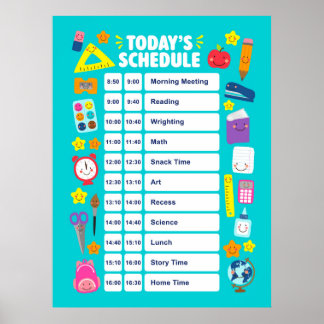 Poster Emploi du temps mignon Kawaii d'aujourd'hui