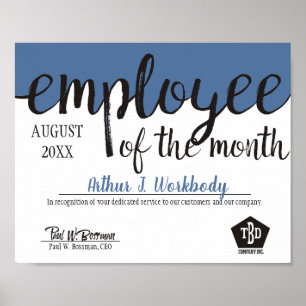 Poster Employé couleur personnalisé du certificat de mois