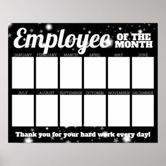 Poster Employé de photo couleur personnalisée du mois aff