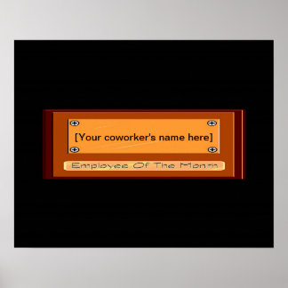 Poster Employé drôle du mois Votre nom Plaque