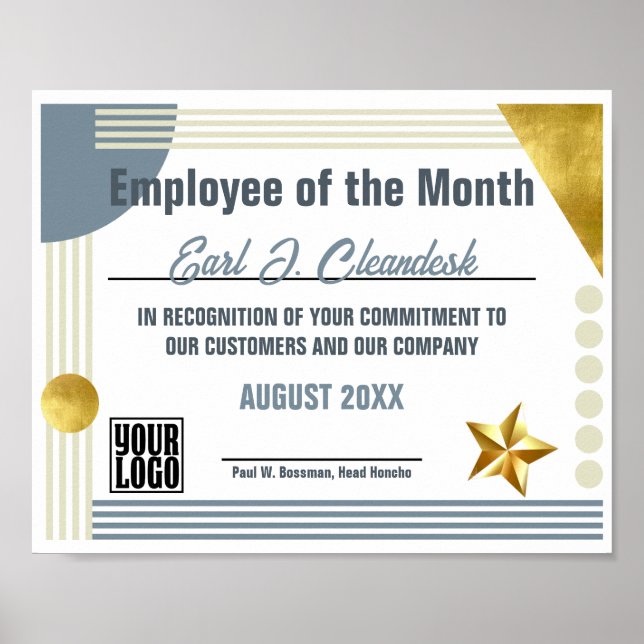 Poster Employé du certificat du mois ou téléchargement (Devant)