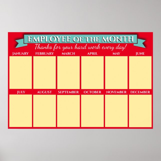 Poster Employé photo couleur personnalisée du mois (Devant)