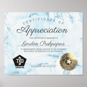 Poster Employee volunteer certificate of appreciation