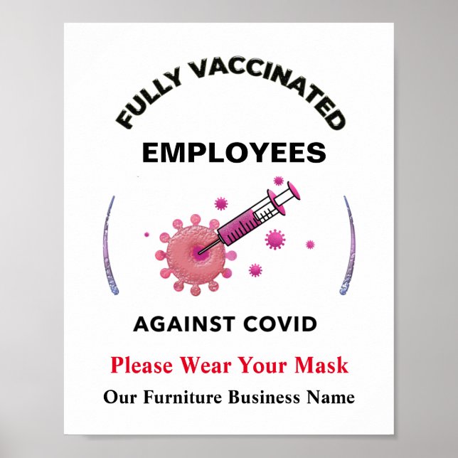 Poster Employés Commerciaux Vaccinés Contre Covid (Devant)