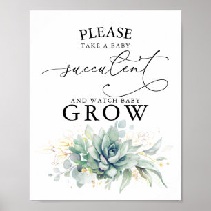 Poster Emporter un bébé succulent - Panneau Baby shower v