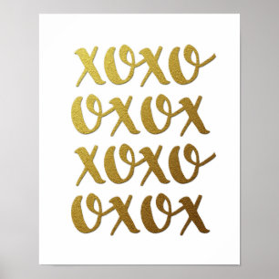 Poster empreinte d'affiche xoxo or typographie