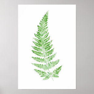 Poster Empreinte d'aquarelle verte de la feuille de fleur