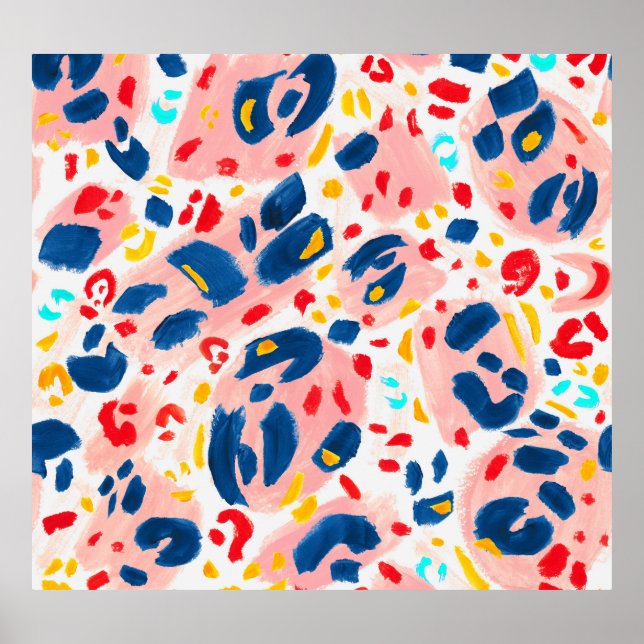 Poster Empreinte de léopard : aquarelle peinte à la main. (Devant)